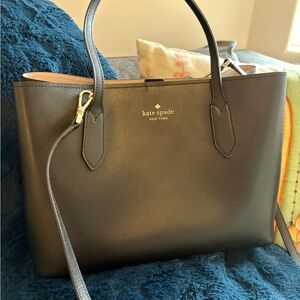 Kate Spade Black Leather Tote with Gold Accents